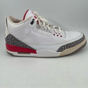 Nike Men’s Air Jordan 3 Retro Hall of Fame ‘18 136064-116 White Red Shoe-Size 13